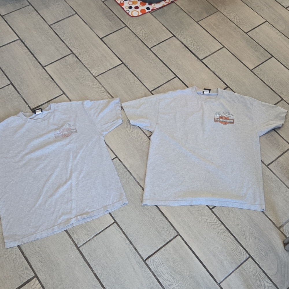 Harley-Davidson Gray Short‎ Sleeve Tees Set OF 2 LARGE AND XLARGE FOLSOM CA
